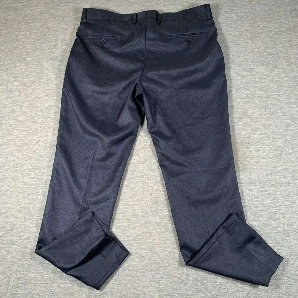 Scotch & Soda Pants Mens 36x32 Blue Regular Fit Poly Rayon Dress Trousers